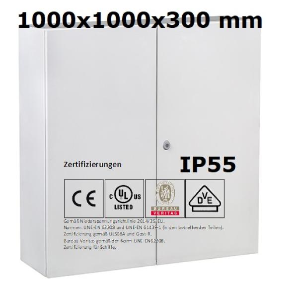 IP55 Doppeltür Schaltschrank 1000x1000x300 mm VDE UL Stahlblech 2-türig